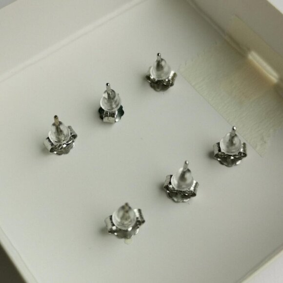 CZ cubic zirconia sterling silver stud earrings set 🆕 - Picture 4 of 4